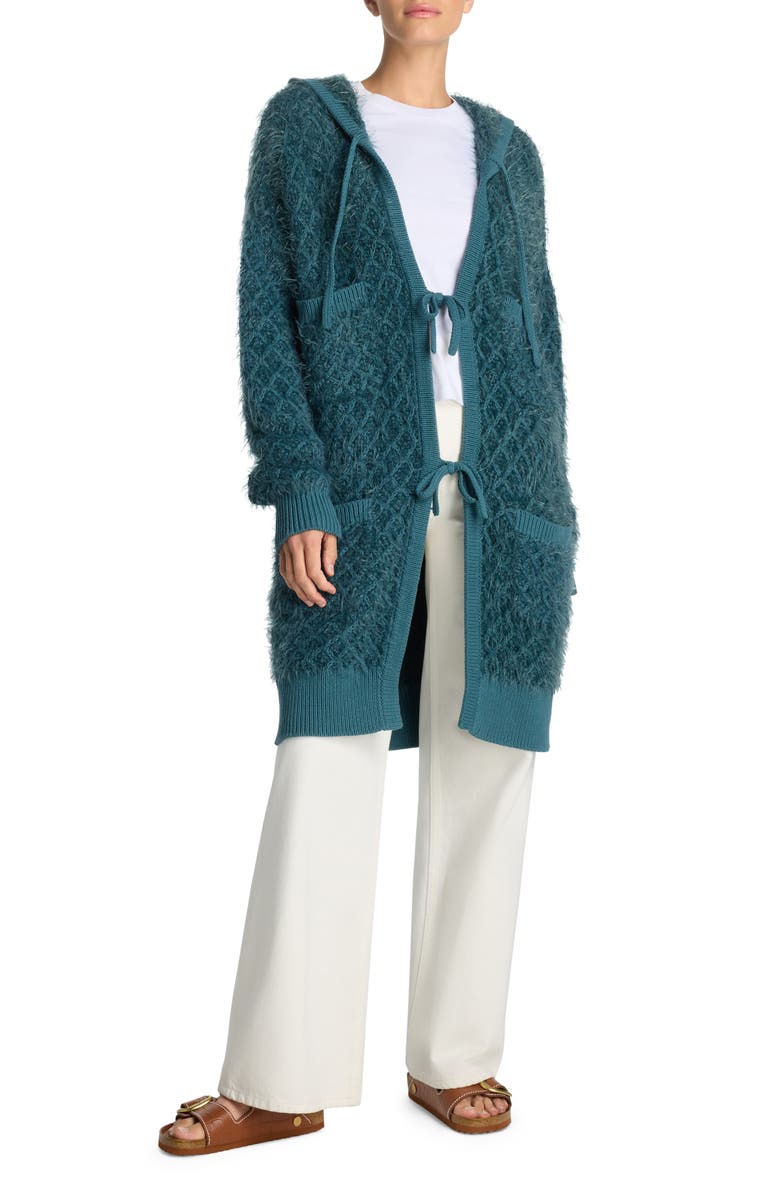 ST. JOHN Eyelash Diamond Knit Hooded Cardigan, Main, color, 