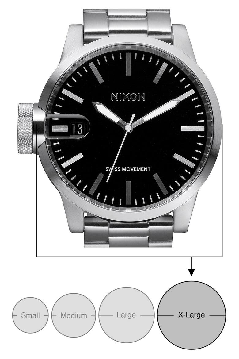 'The Chronicle' Stainless Steel Watch, 48mm, Alternate, color, BLACK