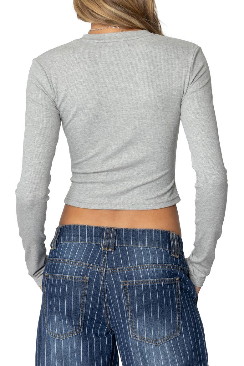 Mikayla Rib Long Sleeve Crop Top, Alternate, color, GRAY-MELANGE