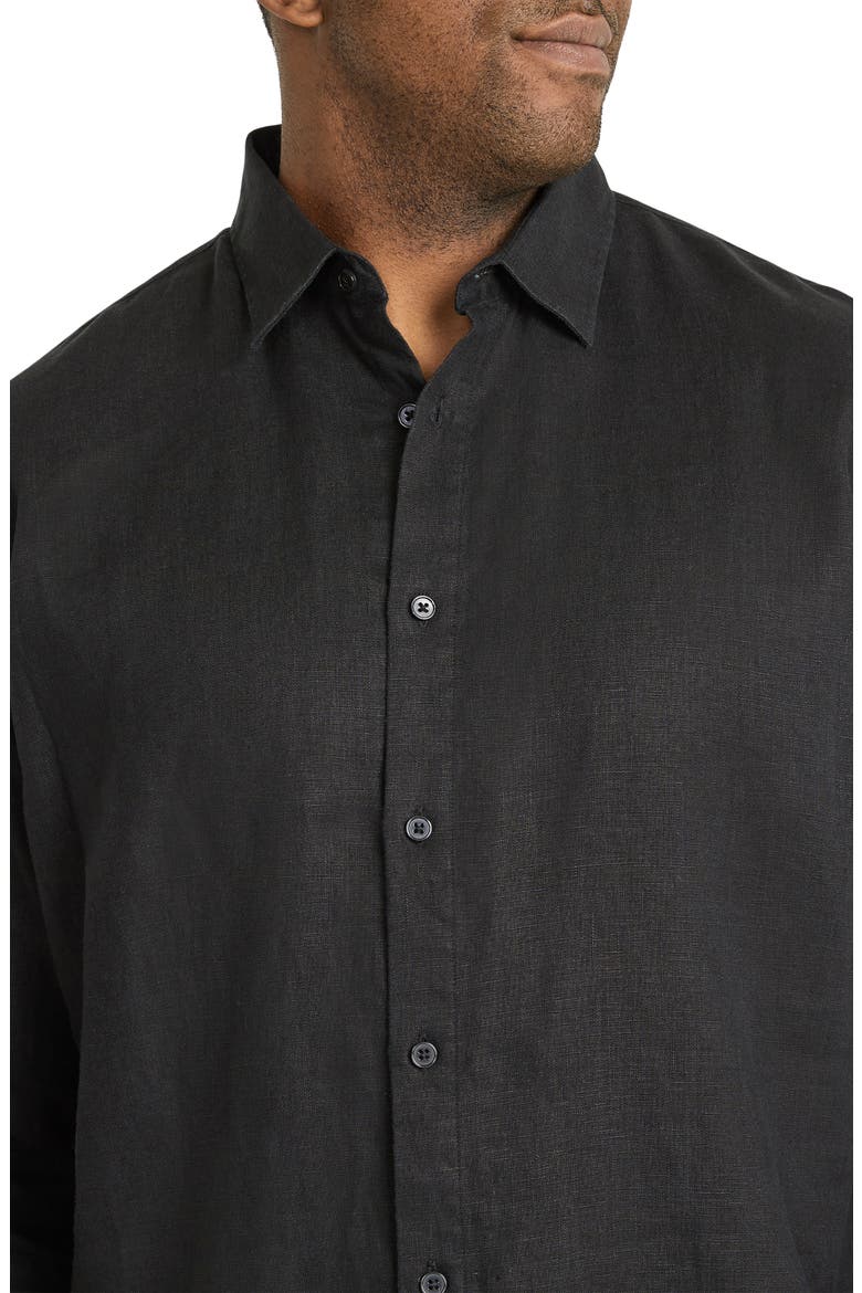 Resort Relaxed Fit Linen Button-Up Shirt, Alternate, color, BLACK