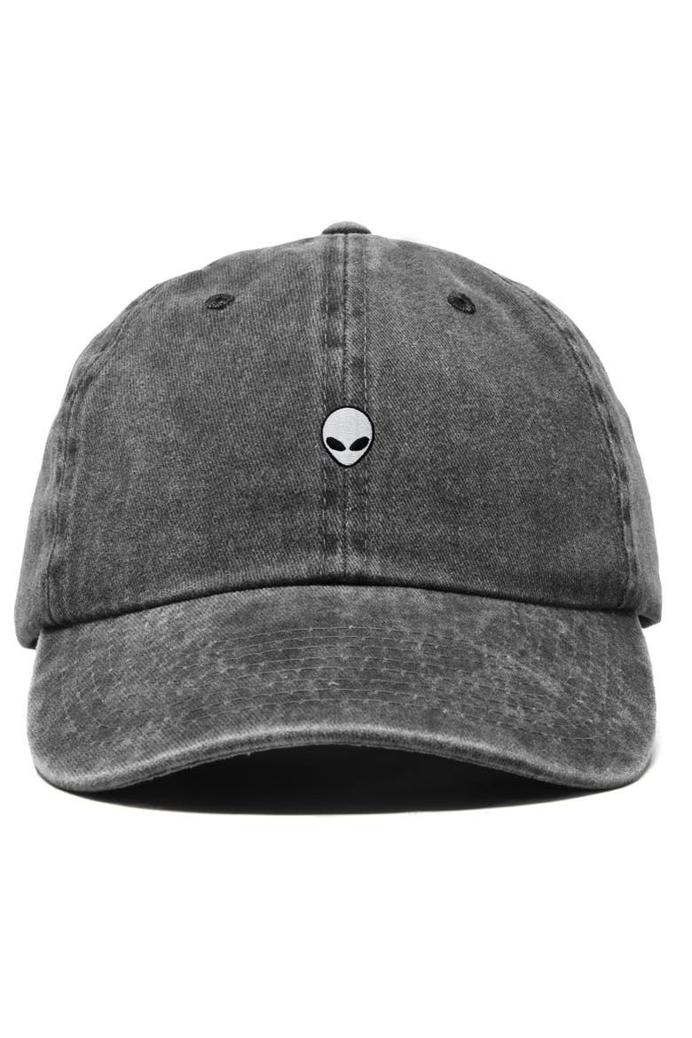 Mens Lil Alien Cotton Dad Cap, Main, color, Washed Black