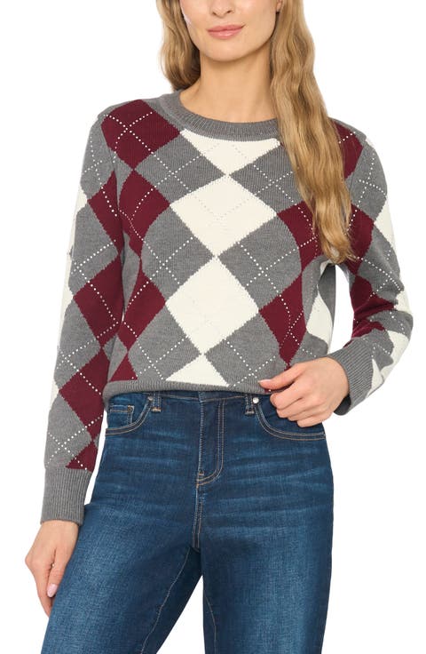 Rhinestone Argyle Sweater