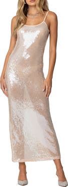 EDIKTED Sheer Sequin Slipdress