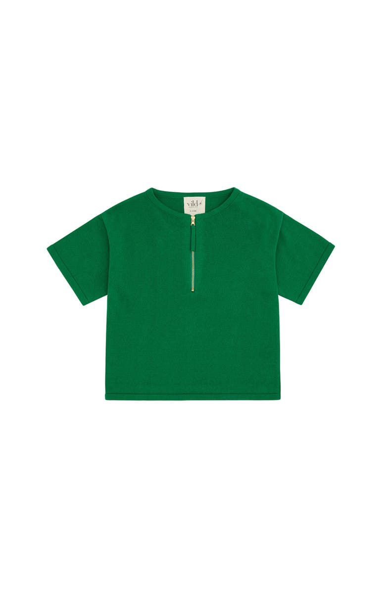 Vild House of Little Organic Cotton Knit Kimono Shirt, Main, color, Beech Treen Green