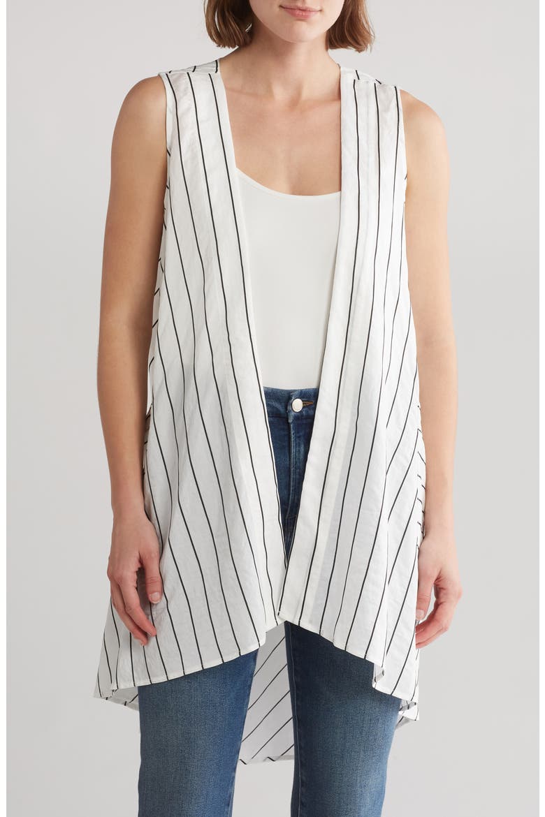 Pin Stripe Longline Vest, Main, color, WHITE
