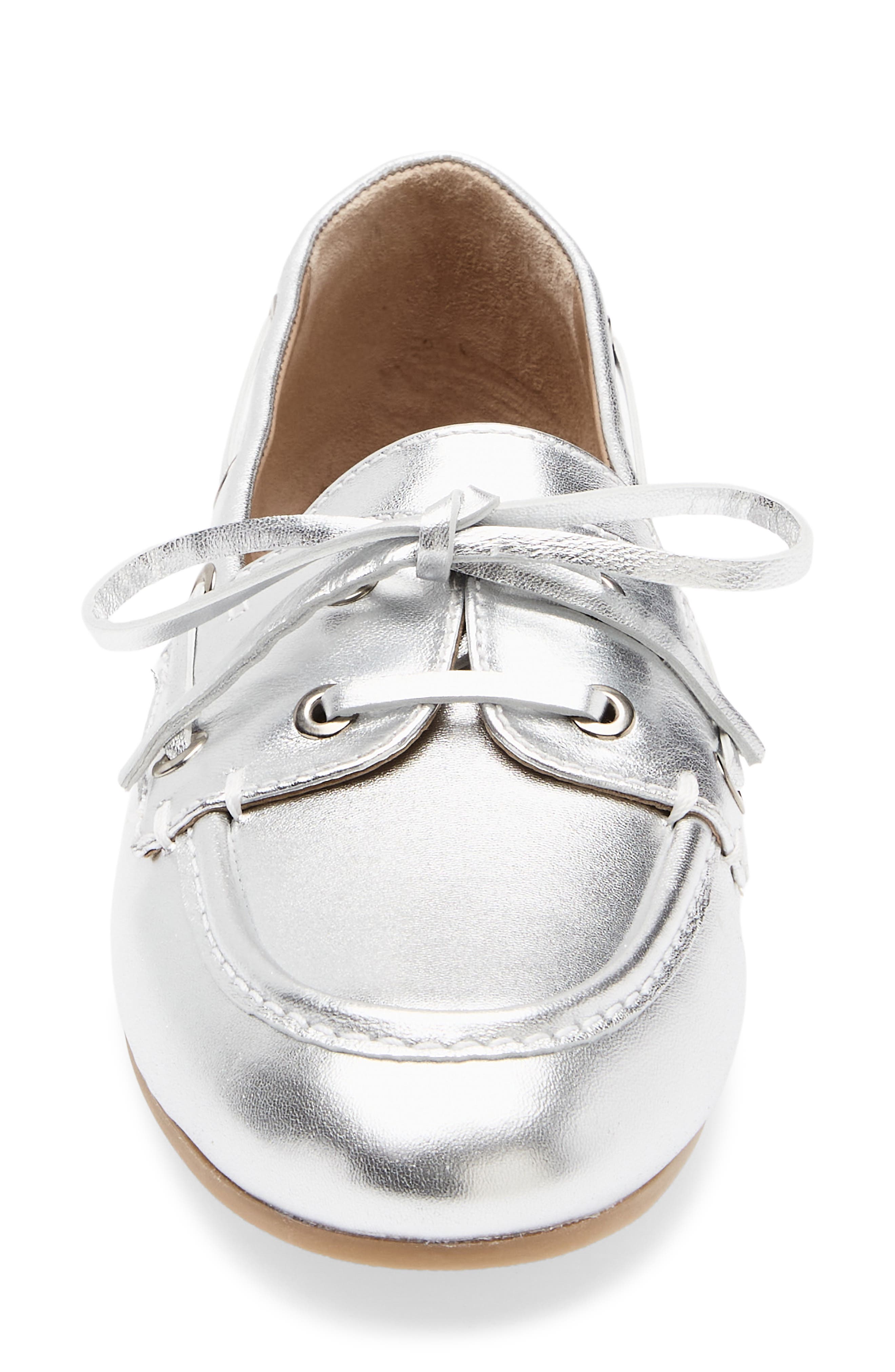 Stuart Weitzman Tinsley Moc Toe Loafer, Alternate, color, Silver