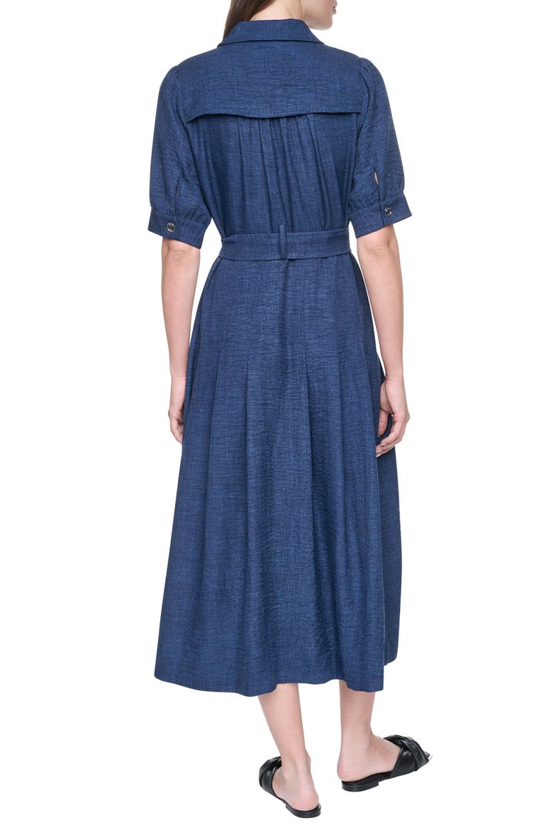 Mélange Belted Shirtdress, Alternate, color, INDIGO