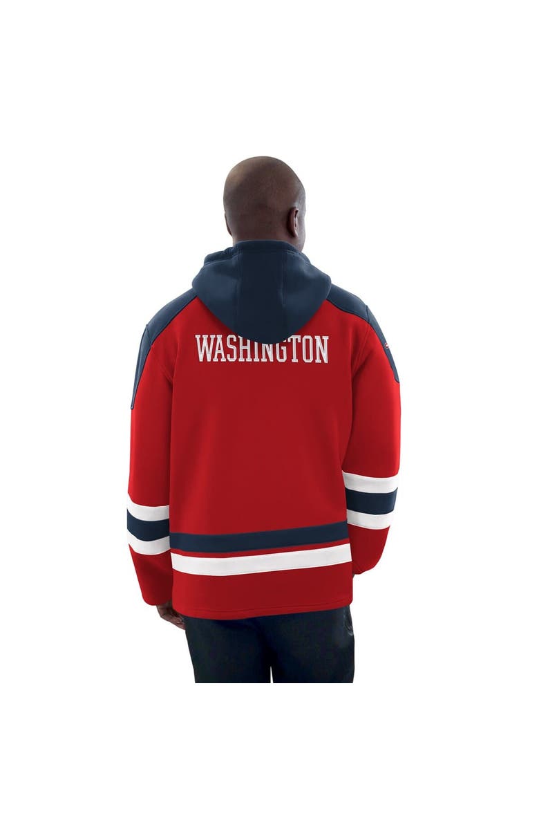 STARTER Men's Starter Red/Navy Washington Capitals Hockey Pullover Hoodie, Alternate, color, Red