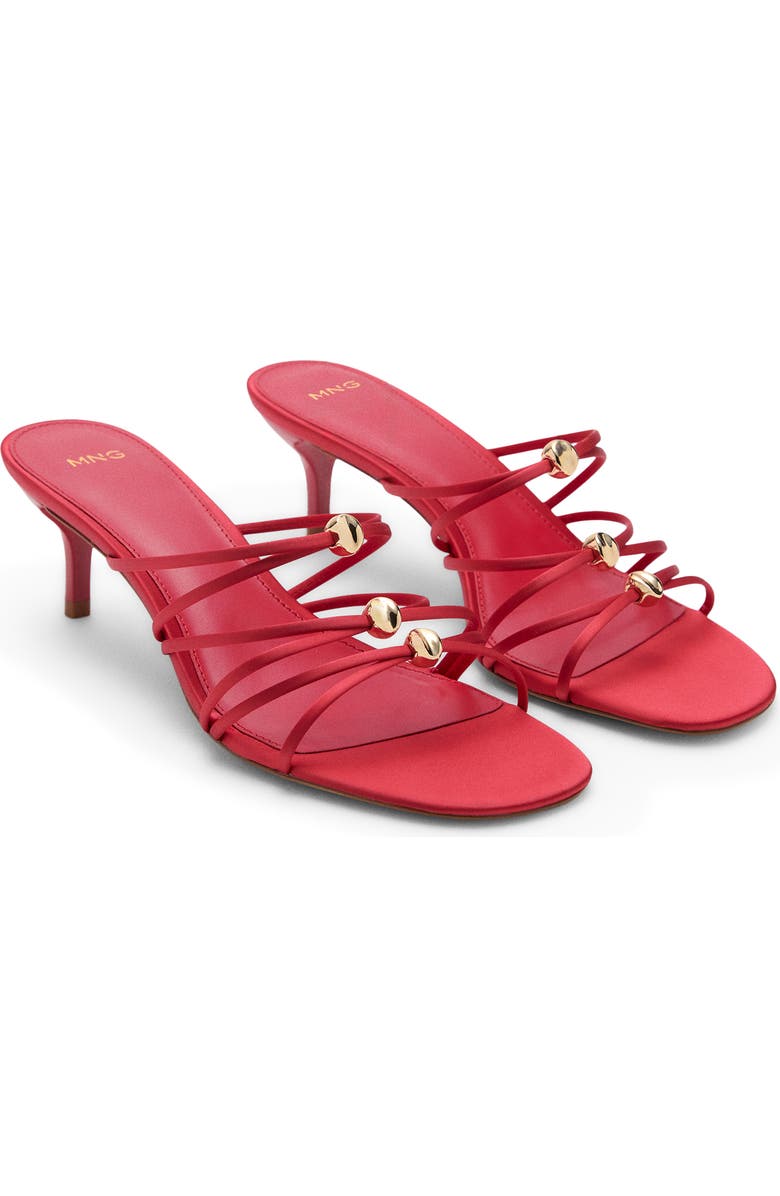 MANGO Kitten Heel Satin Strap Sandal, Main, color, Red