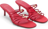 MANGO Kitten Heel Satin Strap Sandal