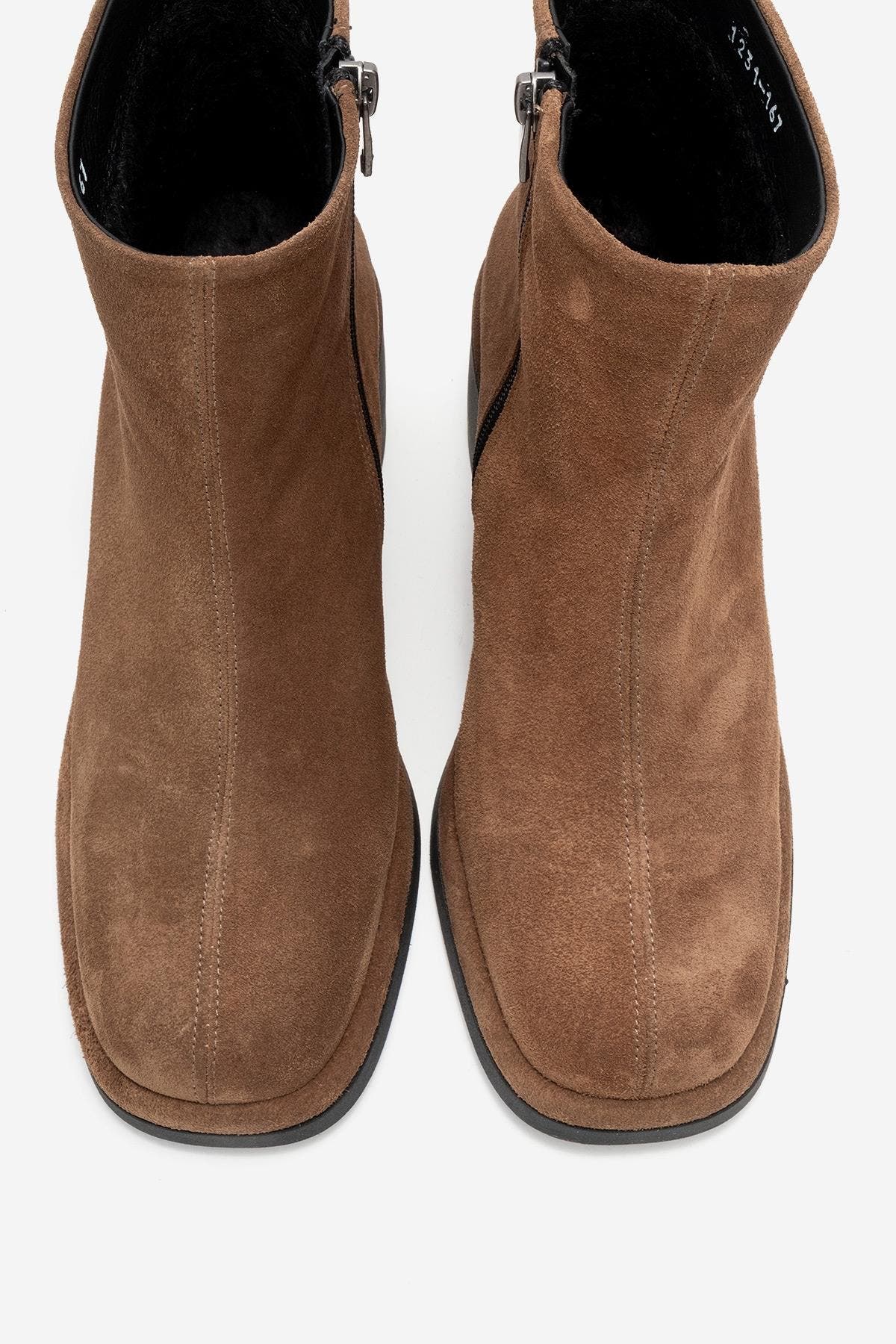 Junae Leather Block Heel Boot, Alternate, color, Cognac Suede
