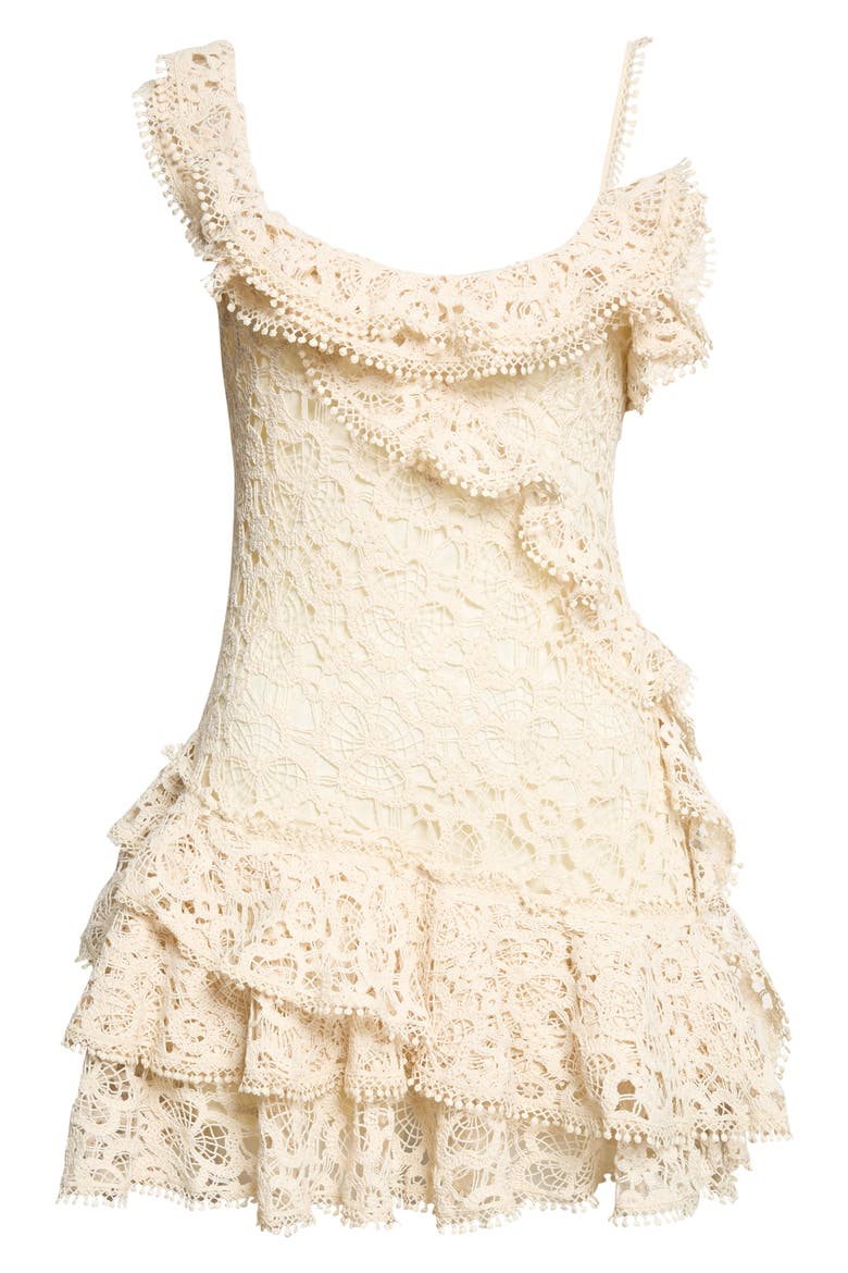 Mimika Asymmetric Cotton Blend Lace Dress, Alternate, color, ECRU