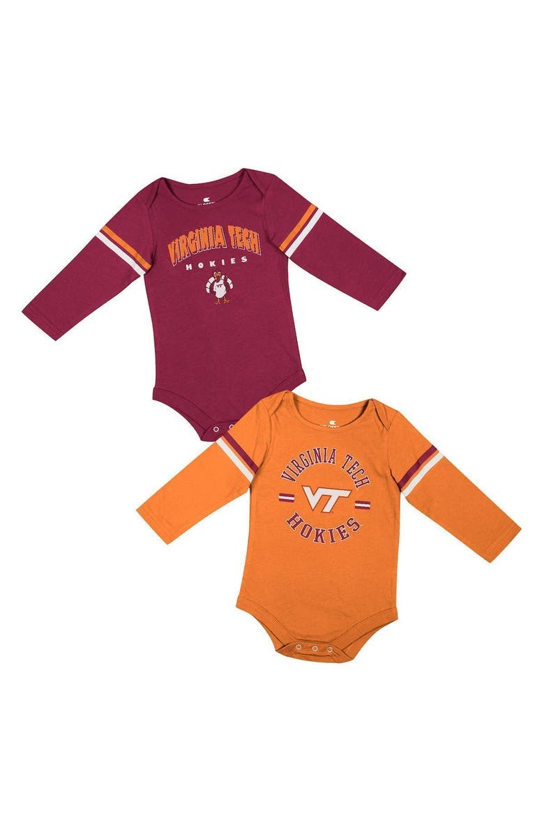 COLOSSEUM Infant Colosseum Maroon/Orange Virginia Tech Hokies Advertisement Two-Pack Long Sleeve Bodysuit Set, Alternate, color, 