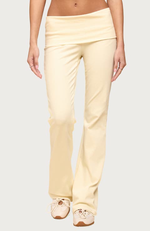 Ivanne Foldover Stretch Cotton Flare Pants