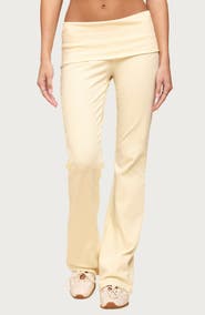 EDIKTED Ivanne Foldover Stretch Cotton Flare Pants