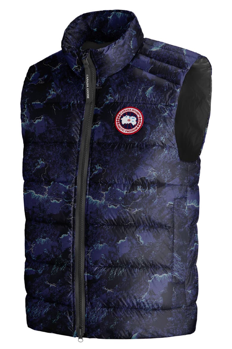 Crofton Water Resistant Packable Quilted 750-Fill-Power Down Vest, Alternate, color, COASTLINES-ABLU