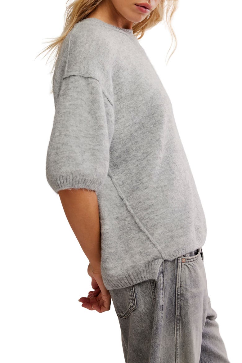 Margot Oversize Short Sleeve Sweater, Alternate, color, HEATHER GREY/DNU