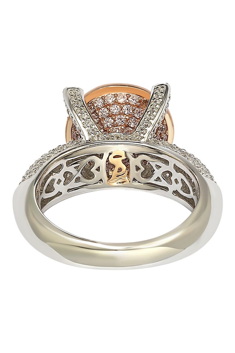 Sterling Silver & 14K Rose Gold Plated Pavé Pink CZ Ring, Alternate, color, PINK