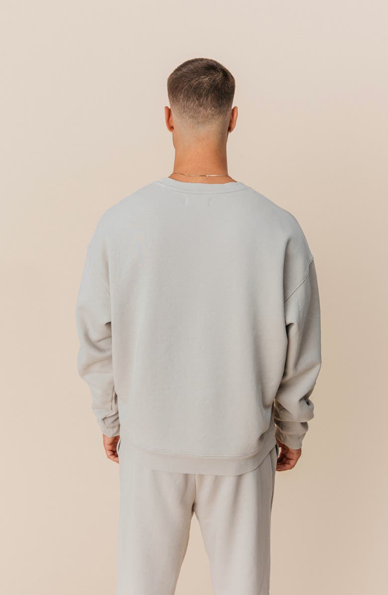 Ocio Men's Organic Cotton Teddy Oversized Crewneck, Alternate, color, Stone