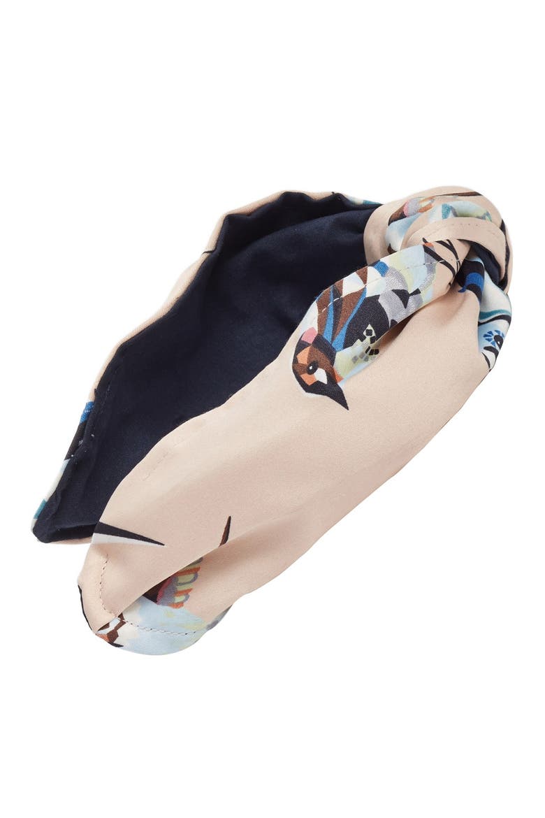 Bird Print Headband, Main, color, LIGHT PINK MULTI