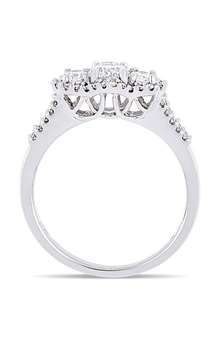 Julianna B. Diamond Oval 3-Stone Halo Engagement Ring 14k, Alternate, color, 14K White Gold