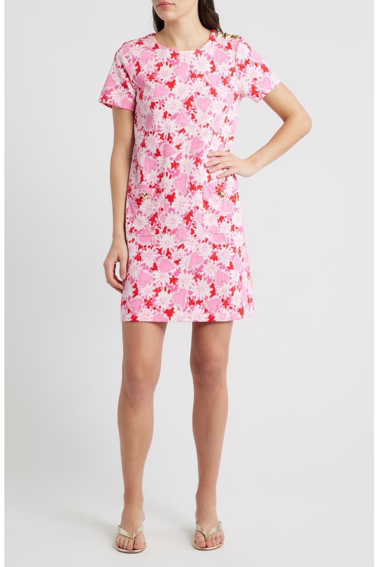 Mattison Floral Cotton Blend Shift Dress, Main, color, COCONUT DEAR HEART