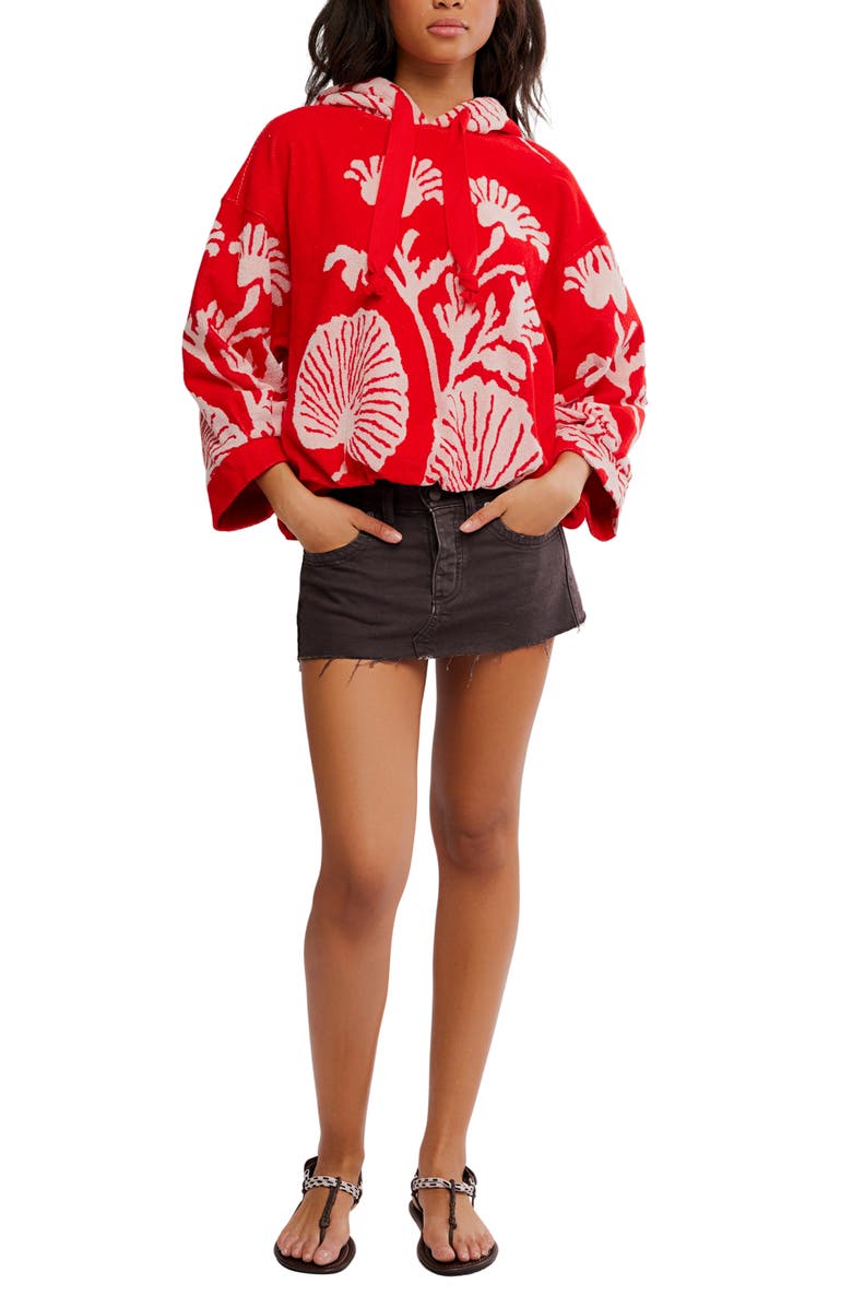 Free People Shell Bay Hoodie, Alternate, color, Cherry Combo