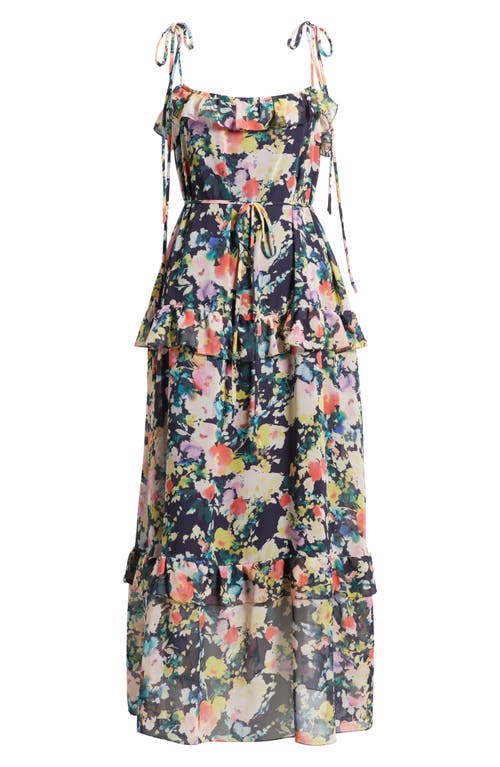 Julia Jordan Floral Print Tie Strap Midi Dress In Multi