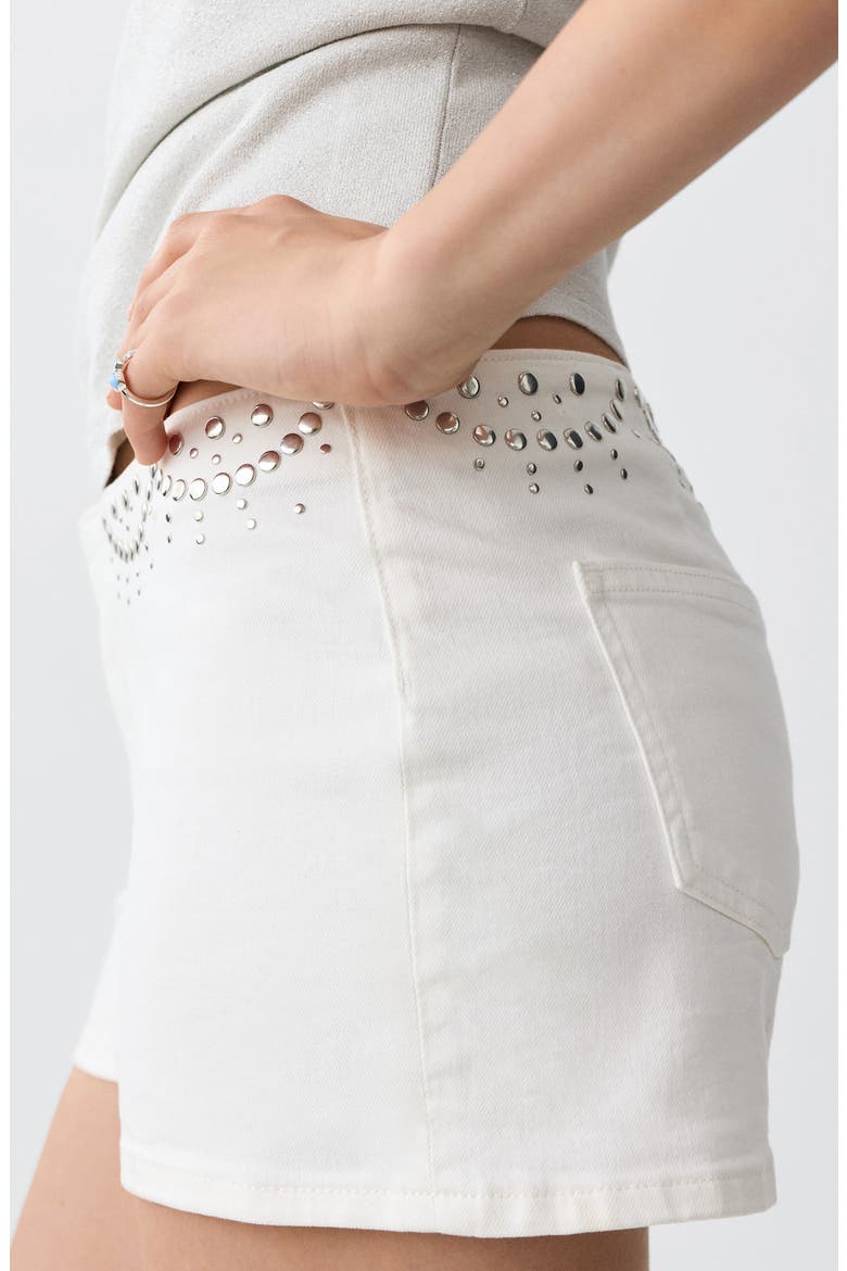 Kids' Studded Denim Shorts, Alternate, color, OFF WHITE