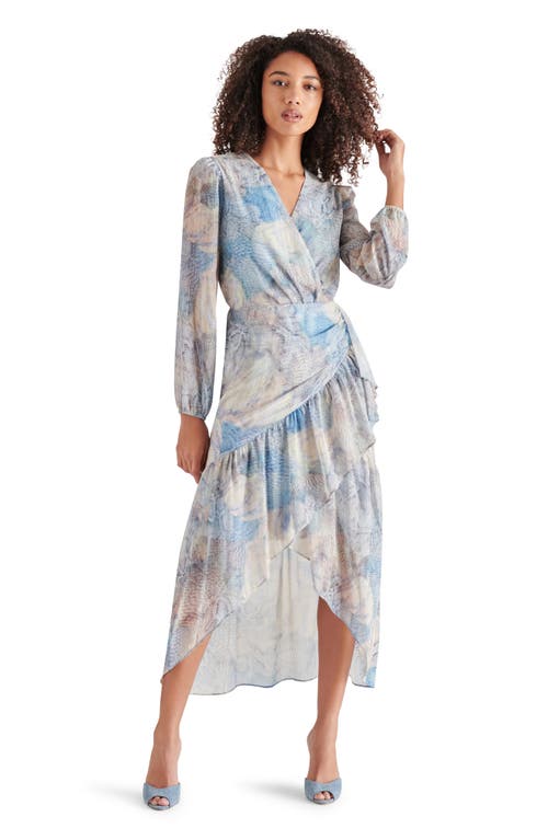 STEVE MADDEN STEVE MADDEN RENATA ABSTRACT SNAKESKIN PRINT METALLIC STRIPE LONG SLEEVE DRESS