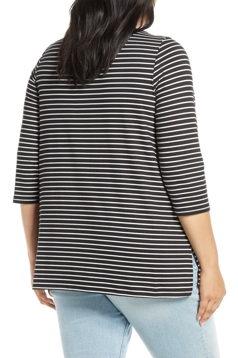 Jennifer Butter Envelope Neck Top, Alternate, color, MINI STRIPE BLACK