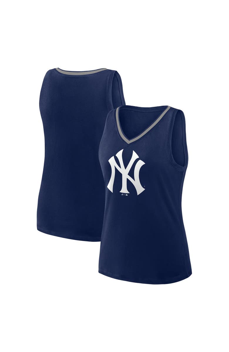 PROFILE Women's  Navy New York Yankees Plus Sized Stellar Win V-Neck Tank Top, Main, color, Navy