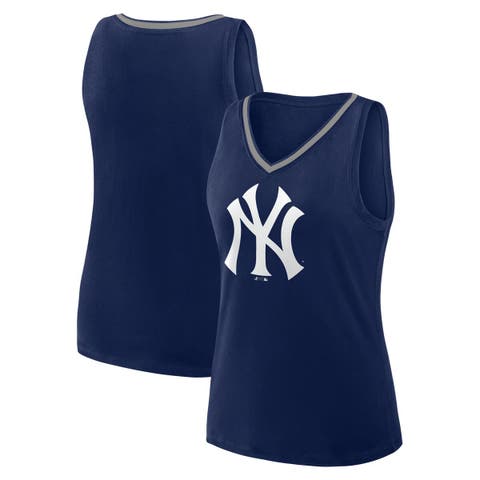 Women's  Navy New York Yankees Plus Sized Stellar Win V-Neck Tank Top