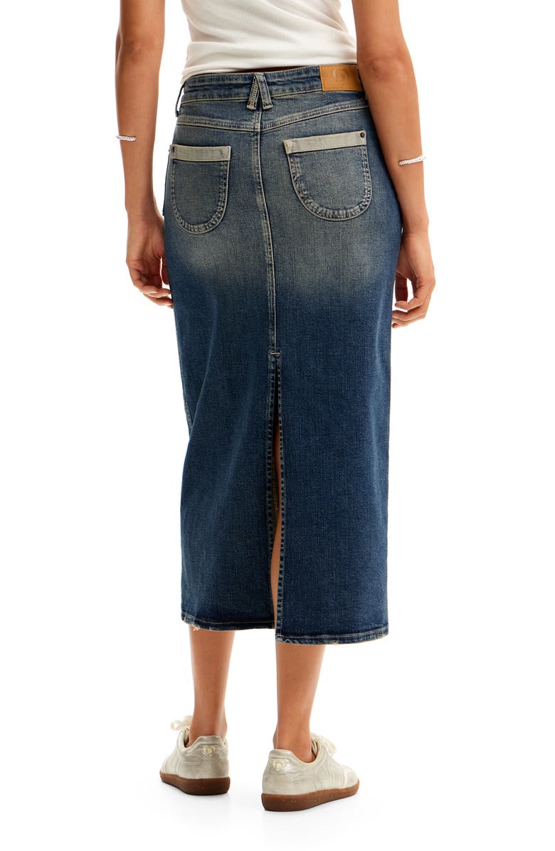 Desigual Fal Sia Longline Denim Skirt, Alternate, color, 