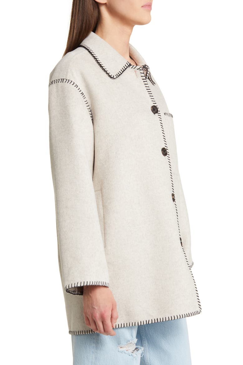 Odyssey Whipstitch Detail Wool Blend Jacket, Alternate, color, OATMEAL