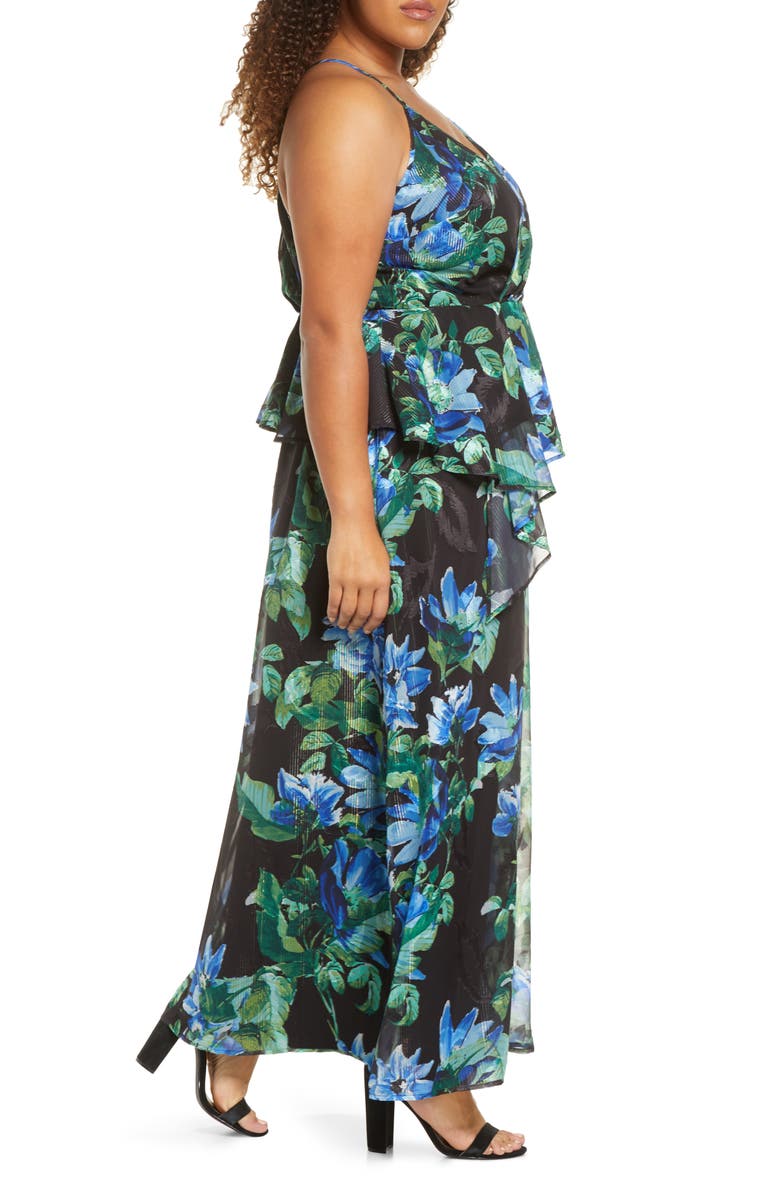 Marée Pour Toi Floral Print Two-Piece Maxi Dress, Alternate, color, 