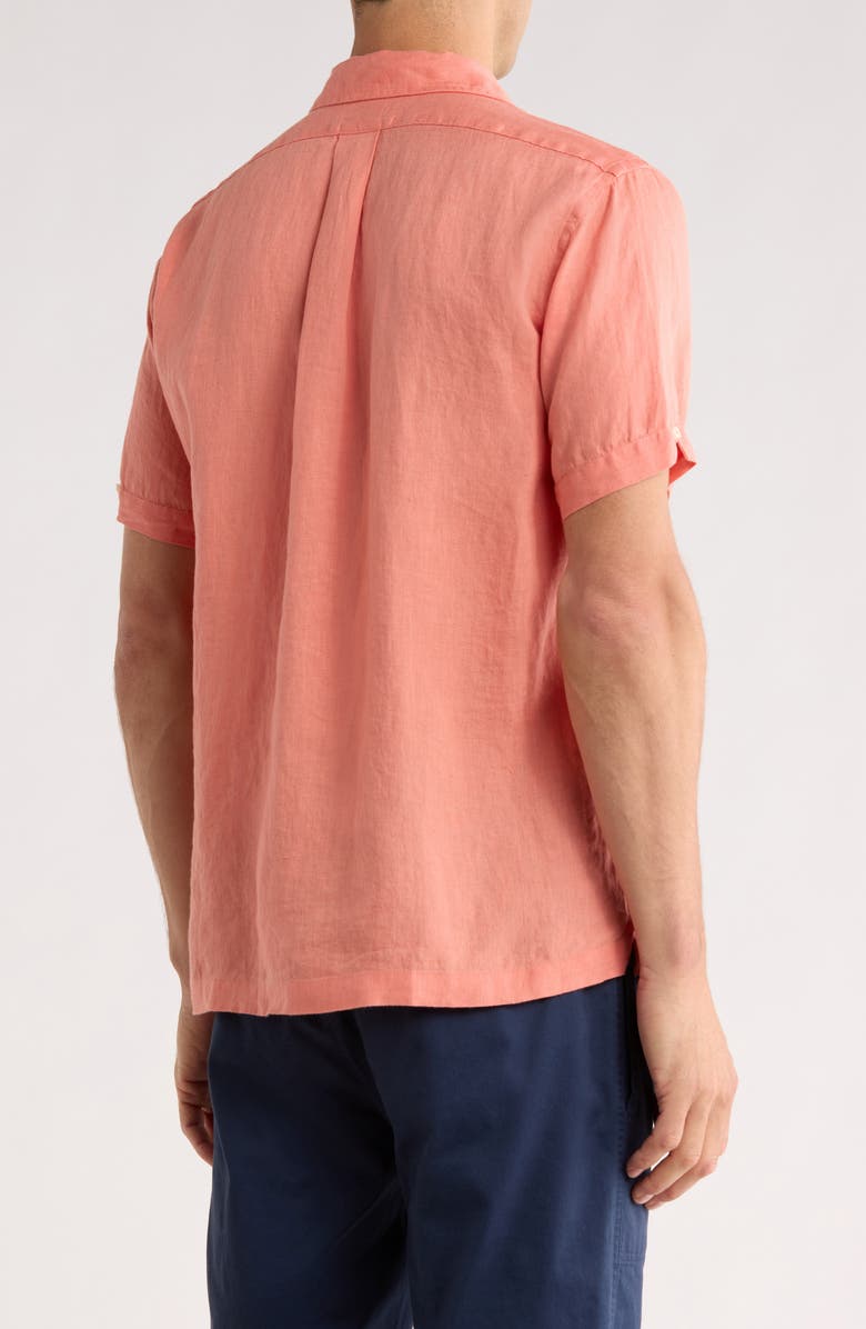 Brooks Brothers Regular Fit Linen Camp Shirt, Alternate, color, Terra Cotta