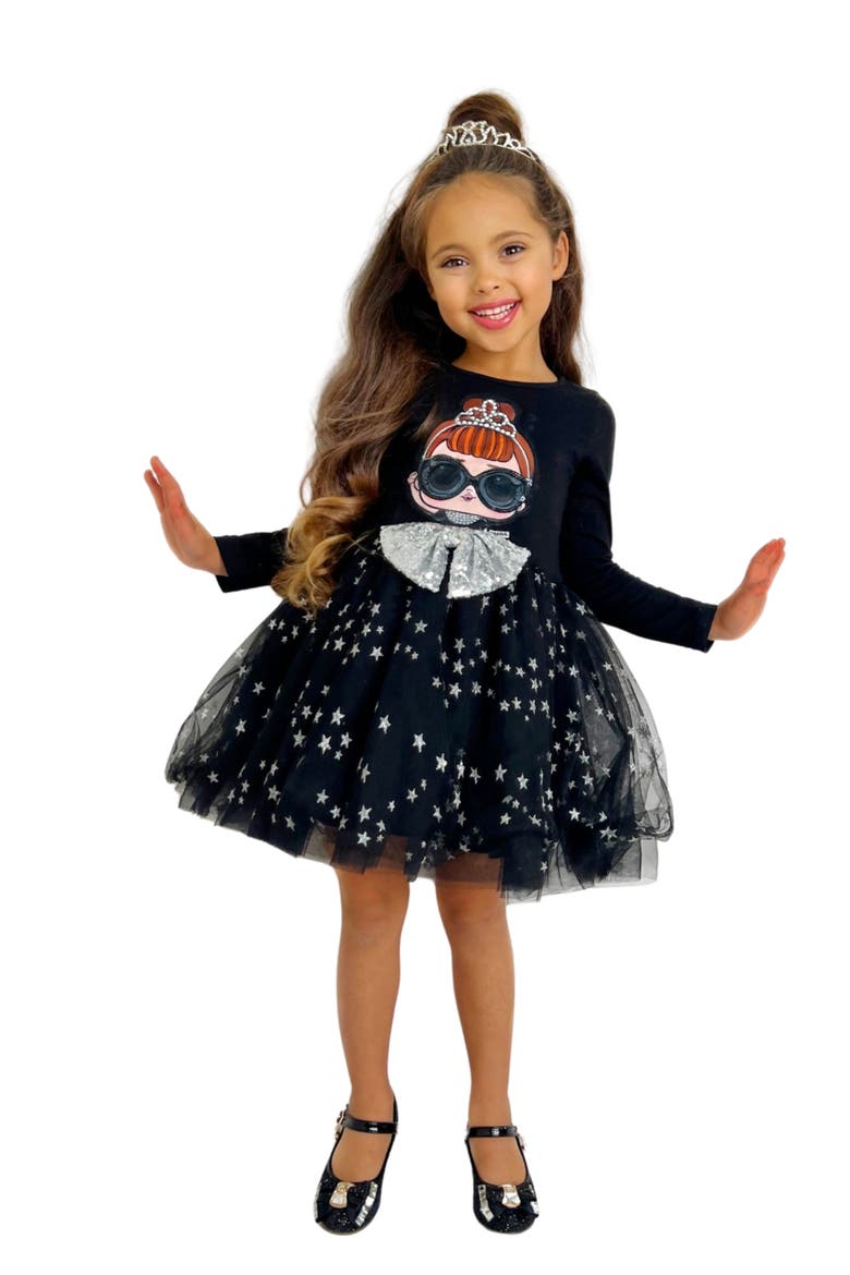 L.O.L. SURPRISE It Baby Shimmer Star Star Tutu Dress, Main, color, Black