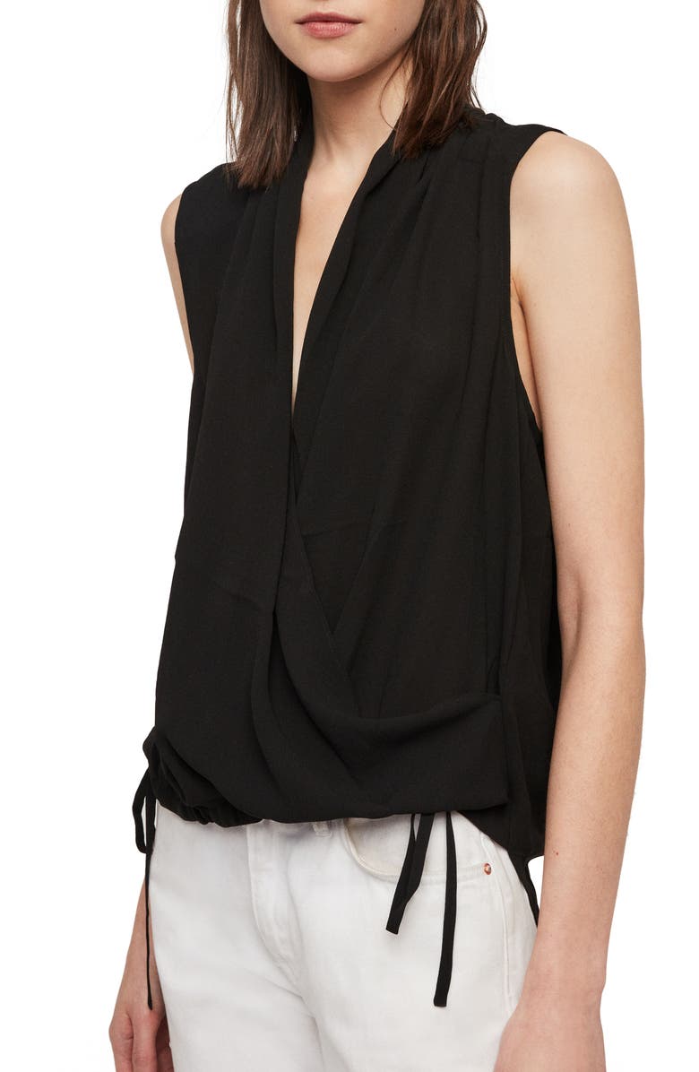AllSaints Ami Wrap Front Blouse, Alternate, color, 