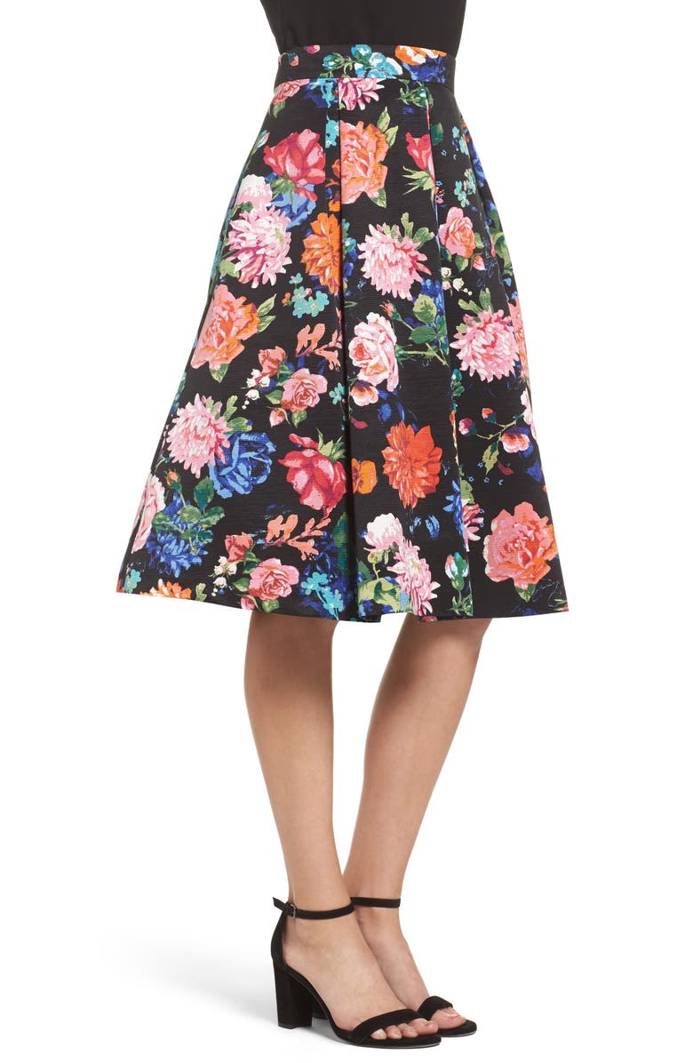 Eliza J Floral Midi Skirt, Alternate, color,