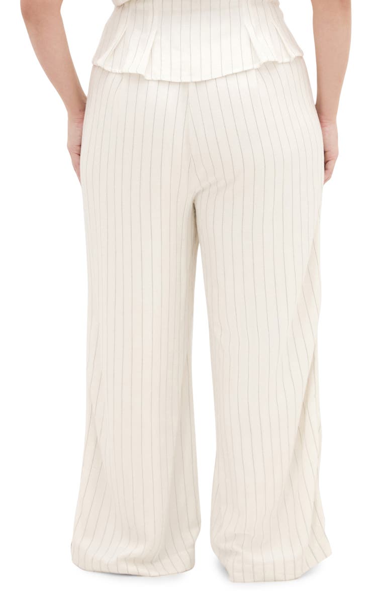 City Chic Eva Stripe Wide Leg Pants, Alternate, color, Ivory/ Black