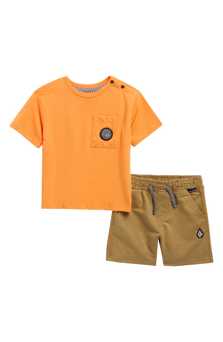 Volcom Pocket T-Shirt & Shorts Set, Main, color, Orangeade