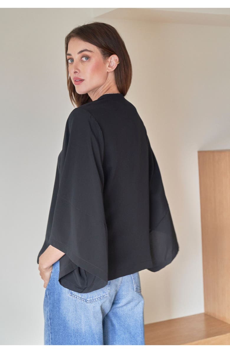 ocean+main Silk Wide Sleeve Top, Alternate, color, Black