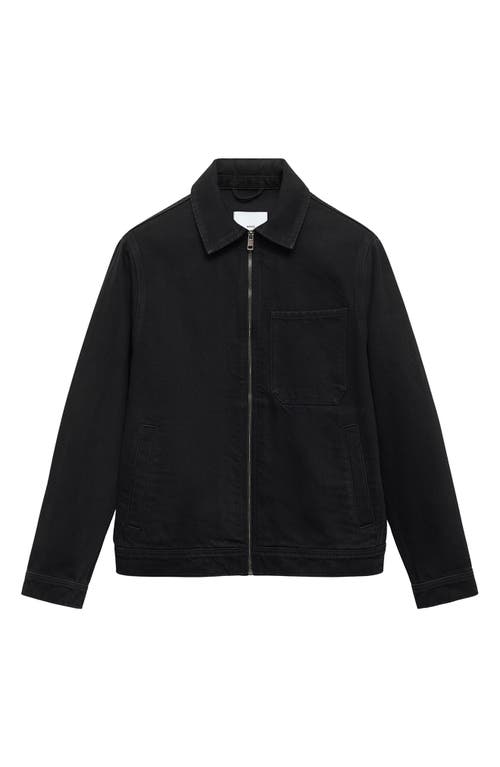 Mango Slim Fit Denim Workwear Zip Jacket In Black