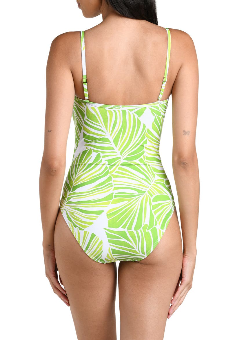 Serene Palm Beaded Bandeau One-Piece Swimsuit, Alternate, color, APPLE