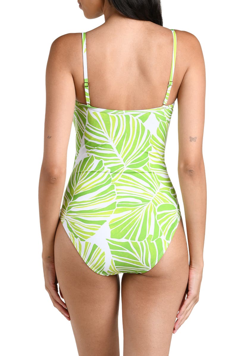 La Blanca Serene Palm Beaded Bandeau One-Piece Swimsuit, Alternate, color, 