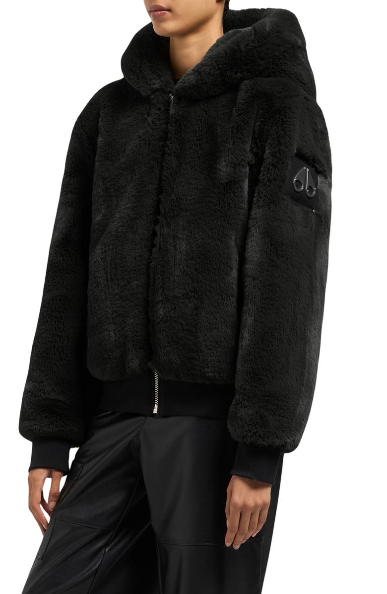 Moose Knuckles Portland Bunny Faux Fur Hooded Jacket, Alternate, color, Black