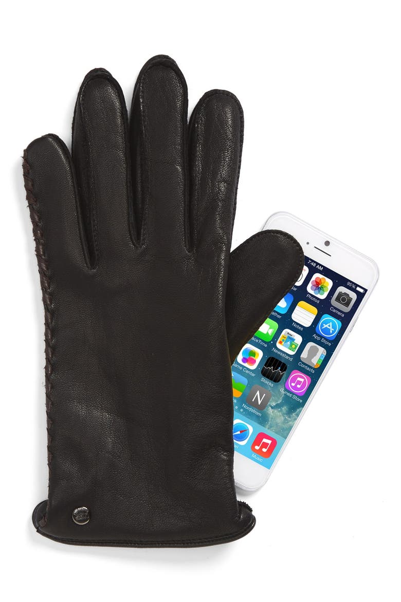 'Darin' Leather Tech Gloves, Alternate, color, BLACK