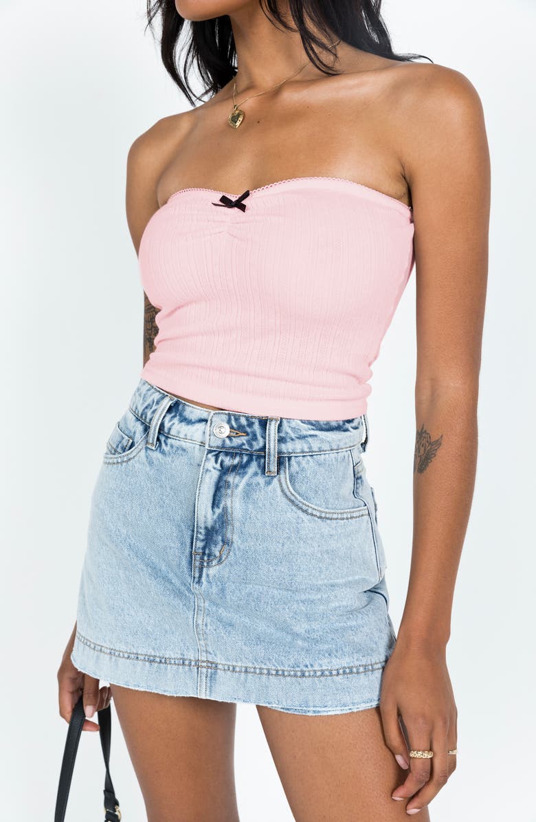 Princess Polly Heuston Denim Miniskort, Alternate, color, Denim