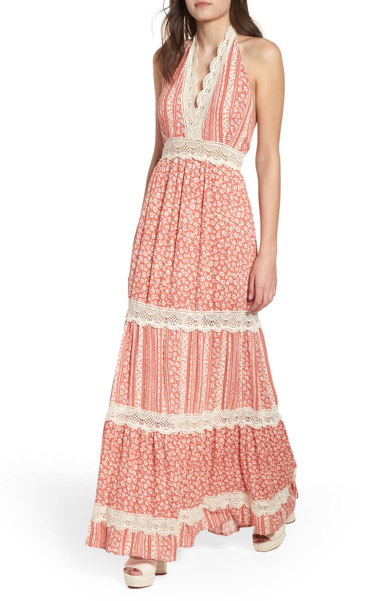 Lost + Wander Sun's Out Halter Maxi Dress, Main, color, 